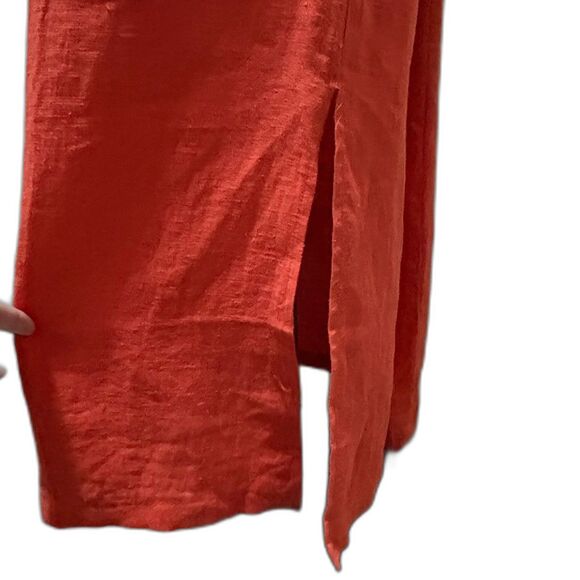 Coldwater Creek 100% Linen Maxi Skirt Orange‎ Lagenlook Natural Plus Size 1X - Picture 3 of 5